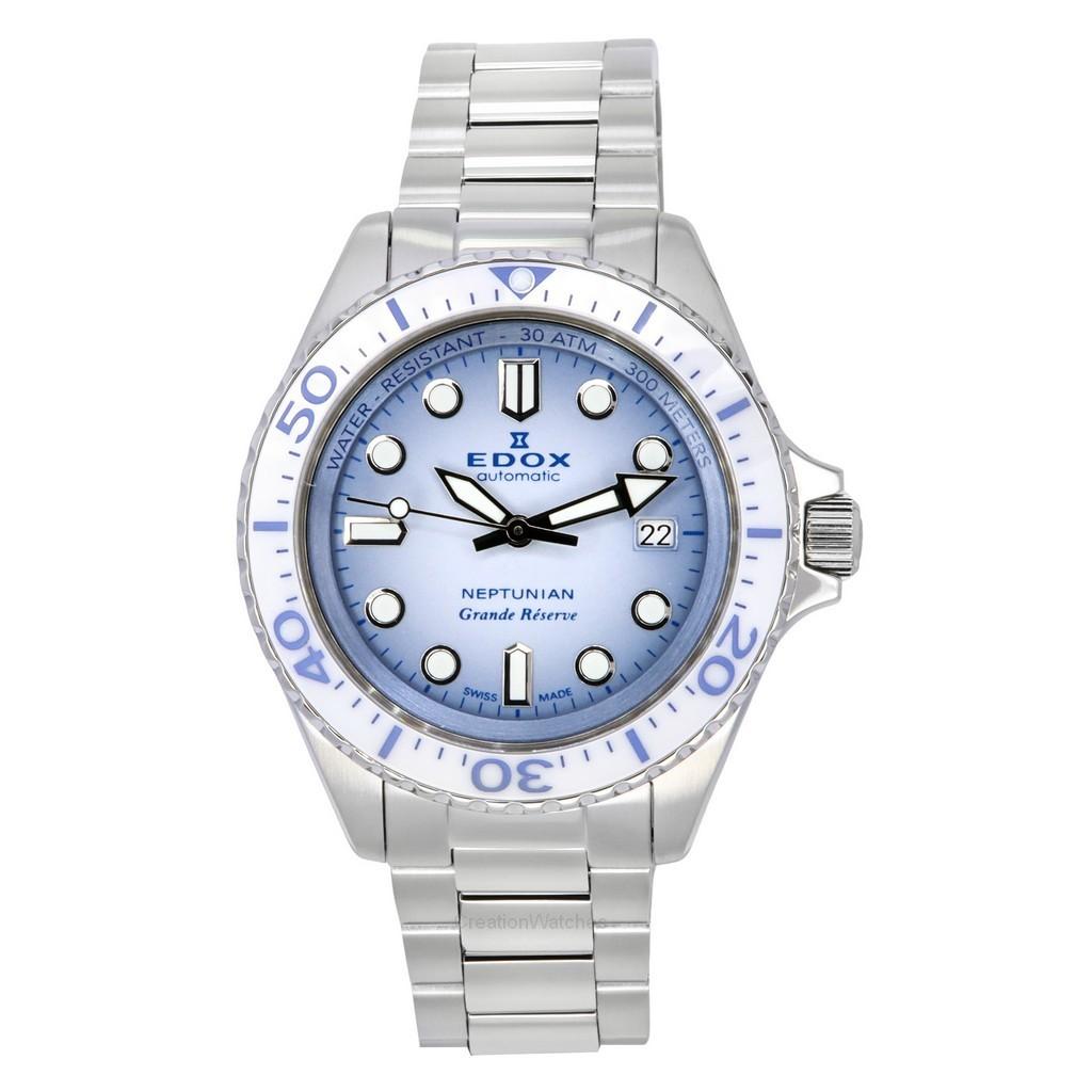 Edox Neptunian Grande Reserve Date Blue Dial Automatic Diver's 80801 3BBUM BUCDN 300M Men's Watch