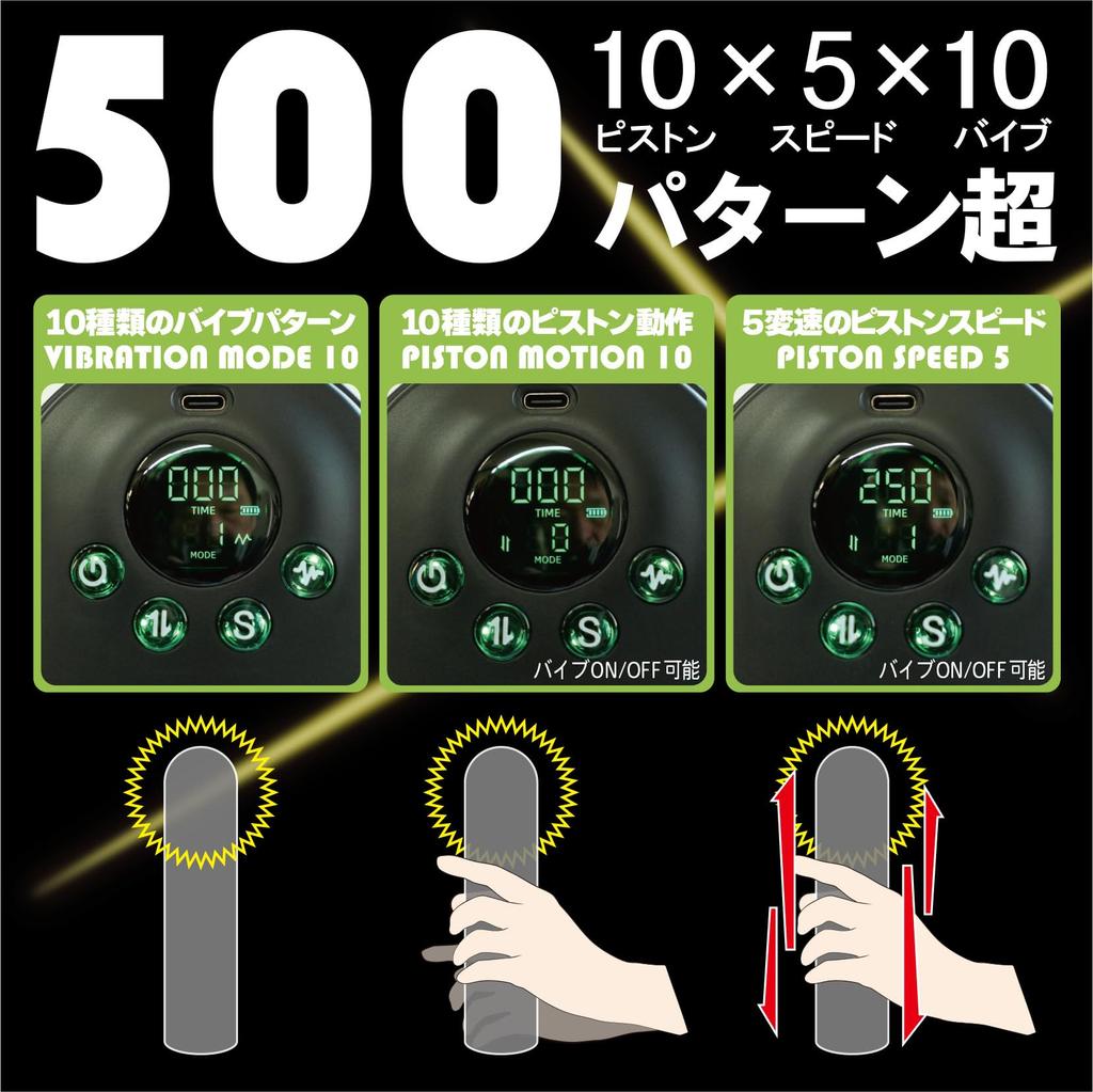 JAPANTOYZ NOL PISTRO X Электрический мастурбатор с функцией вибратора головки, добавленной к электрическому поршню