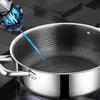 Stainless Steel Soup Pot Wok Non-stick Frying Pan with Lid Honeycomb Home Hot Pan Induction Cooker Gas Stove Kitchen Cookware