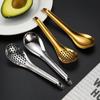 1Pc Caviar Spoon Hot Pot Filter Spoon with Long Handle Vintage Tea Spoon Shovel Set Small Spoons 56 Holes Kitchen Tools
