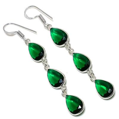 Серьги из серебра 925 пробы с хромдиопсидом, ручная работа, 2,72 дюйма m2z48