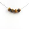 Stones and Minerals. Necklace 4 Tiger Eye Beads 8 Mm Stainless Steel Chain.