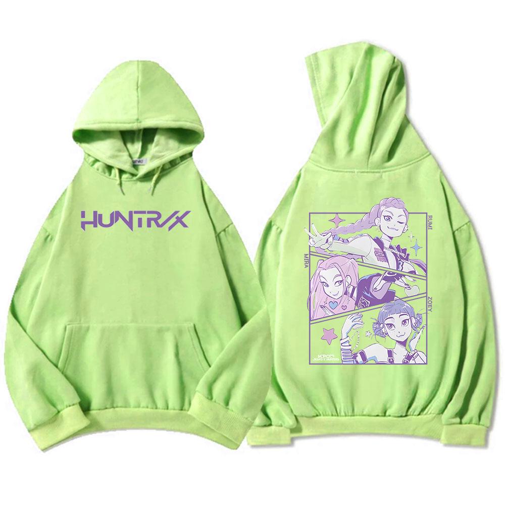 Мужские Женские Худи K-Pop Охотники на Демонов Графические Толстовки Флис Теплые Толстовки с Капюшоном Мода 2025 Мужская Толстовка с Принтом Топ
