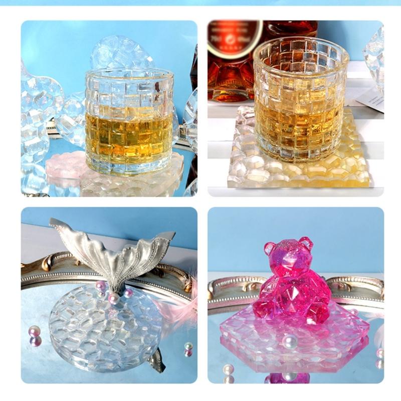 1/6 шт. Форма для подставки под стакан с бриллиантовым дном, Цветок, Сердце, Круглая форма, Формы для подставки под чашку из эпоксидной смолы с бриллиантовым дном, Форма для подноса из смолы