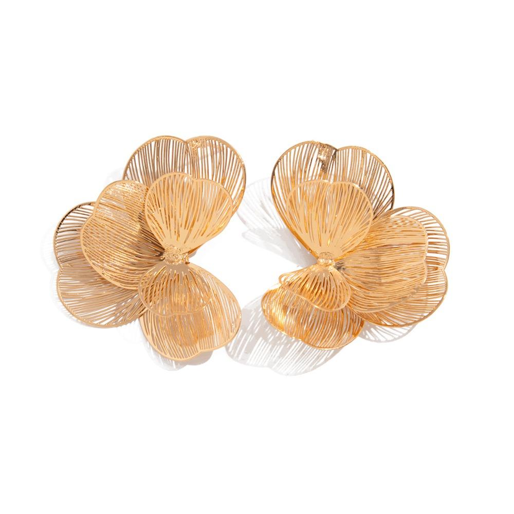 High end copper hollowed out ginkgo leaf earrings with versatile design and fashionable earrings