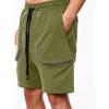 Men Casual Cargo Shorts Elastic Waist Drawstring With Zipper Pockets