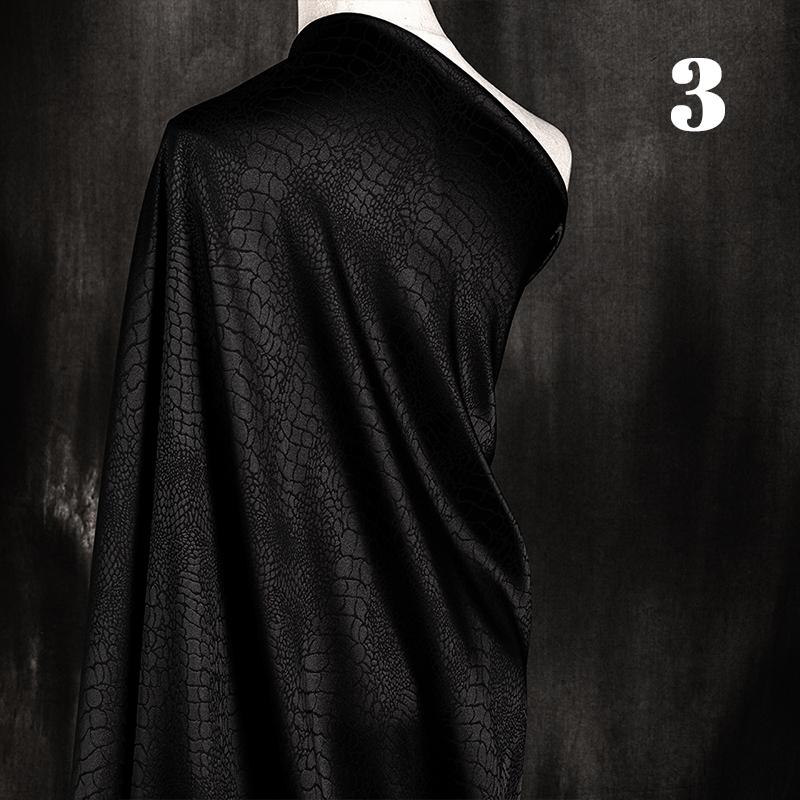 Ткань с принтом под крокодила, микрострейч, черная жаккардовая ткань на метр для платьев, одежды, шитья, однотонная, рукоделие, гладкая