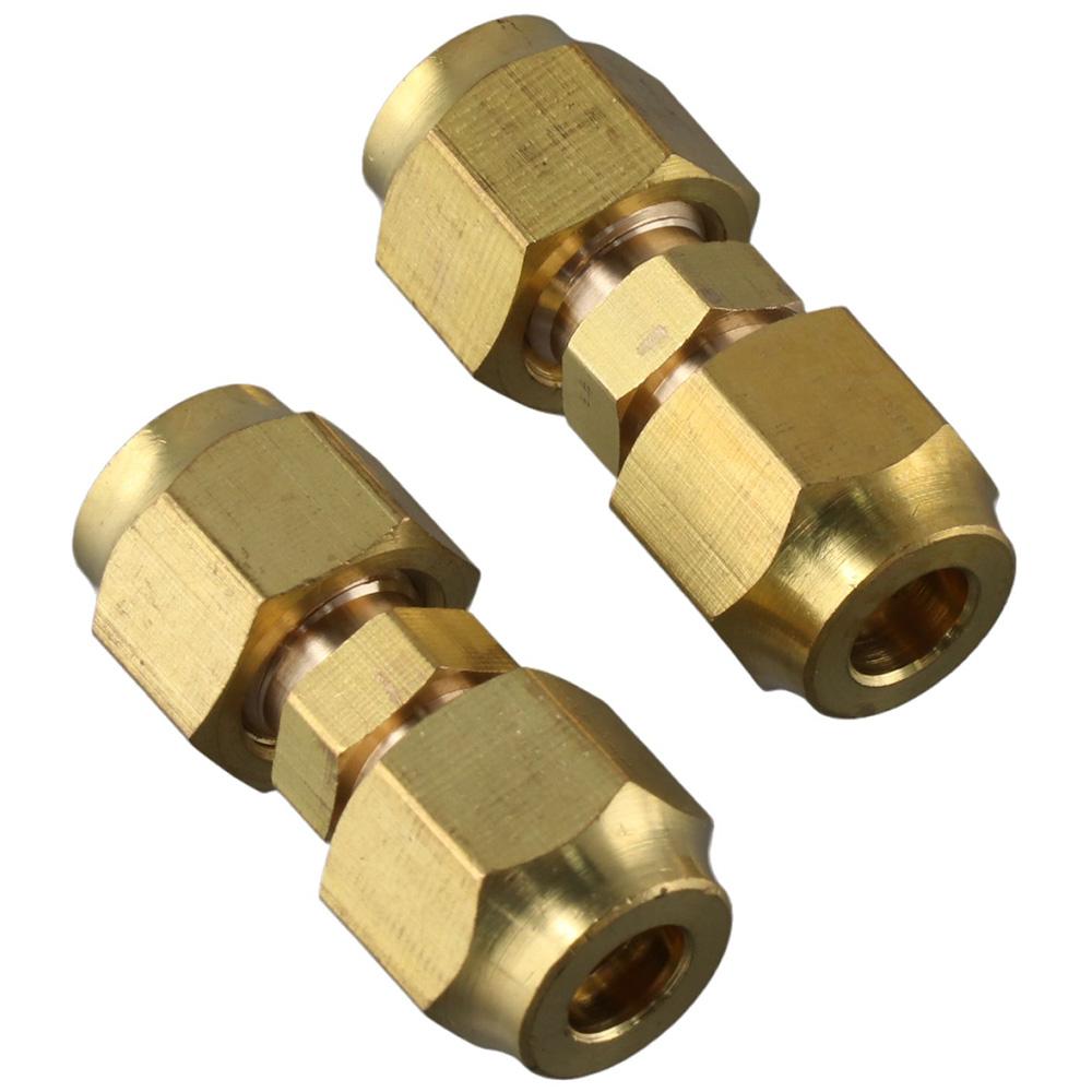 2 Pcs Brass AC Copper Pipe 1/4" Extension Connector Copper Pipe Quick Connector Copper Fittings