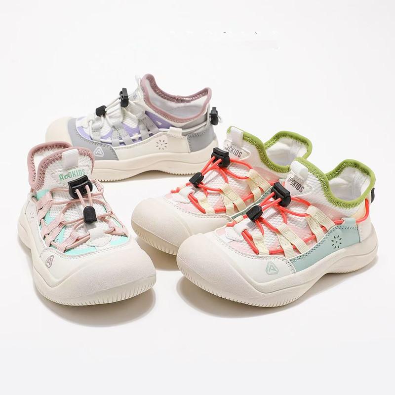 Girls Casual Shoes Mesh Breathable Kids Sports Shoes with Pull Rope 2025 New Children Running Shoes Thick Soft Sole Non-slip