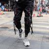 Summer Hip-Hop Men's Trendy Ribbon Overalls: Korean-Style Nine-Point Thin Pants