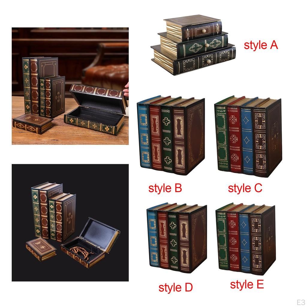 Book Shaped Storage Box Antique Desktop Ornament Multifunction Wooden Decorative Fake