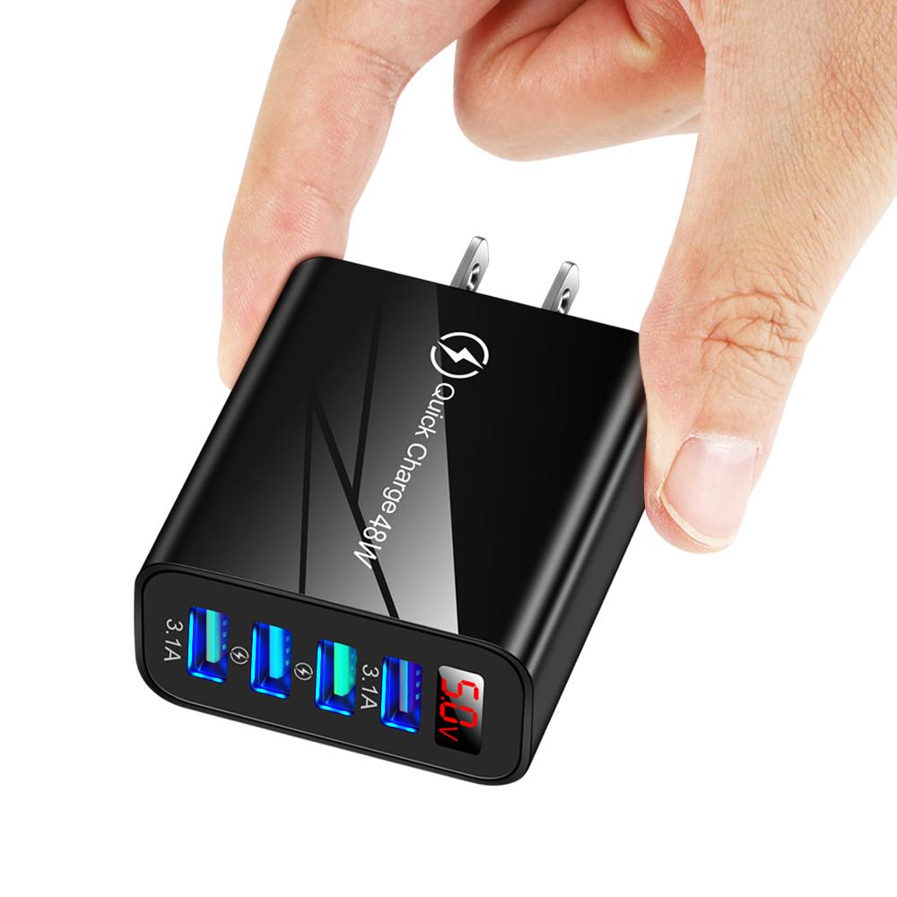 4 USB в режиме реального времени с переменной частотой ЖК-цифровой дисплей зарядное устройство для телефона адаптер 5 В 48 Вт блок питания быстрое зарядное устройство для мобильного телефона
