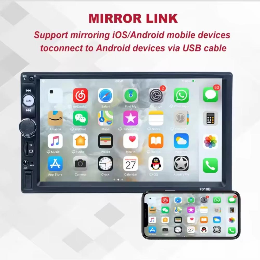 Универсальный 2 Din 7-дюймовый сенсорный экран стерео авто радио мультимедийный проигрыватель, зеркало заднего вида Link/FM/TF/MP5 автомобильная аудиосистема