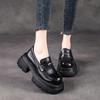 The First Layer of Cowhide Loafers Women's Autumn 2025 New Leather Thick-soled Retro One-pedal Women's Muffin Single Shoes