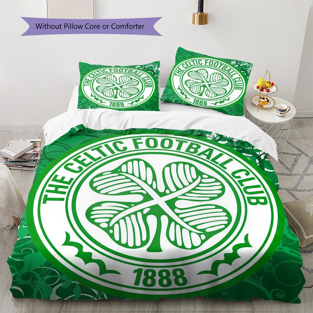 Футбольный клуб «Селтик» Узорный Комплект Постельного Белья Одеяло Домашний Декор Подарок (1 пододеяльник + 2 наволочки без наполнителя)