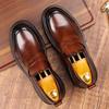 Men's Genuine Cowhide Leather Slip-On Loafers, Casual Thick-Soled Business Shoes