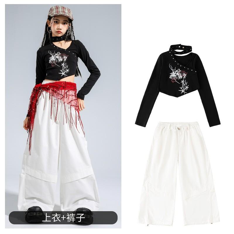 Girls Jazz Dance Outfit Set Hip Hop Streetwear Performance Costume Kids Stage Show