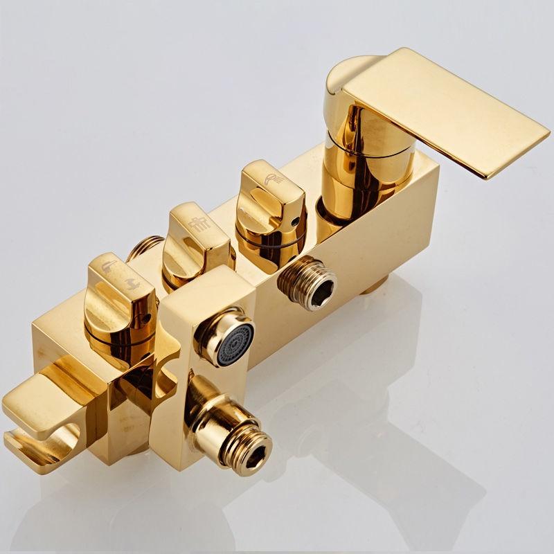 Роскошный золотой душевой набор 4 в 1 с распылителем, смеситель для ванной комнаты, смеситель для холодной и горячей воды, душ из нержавеющей стали