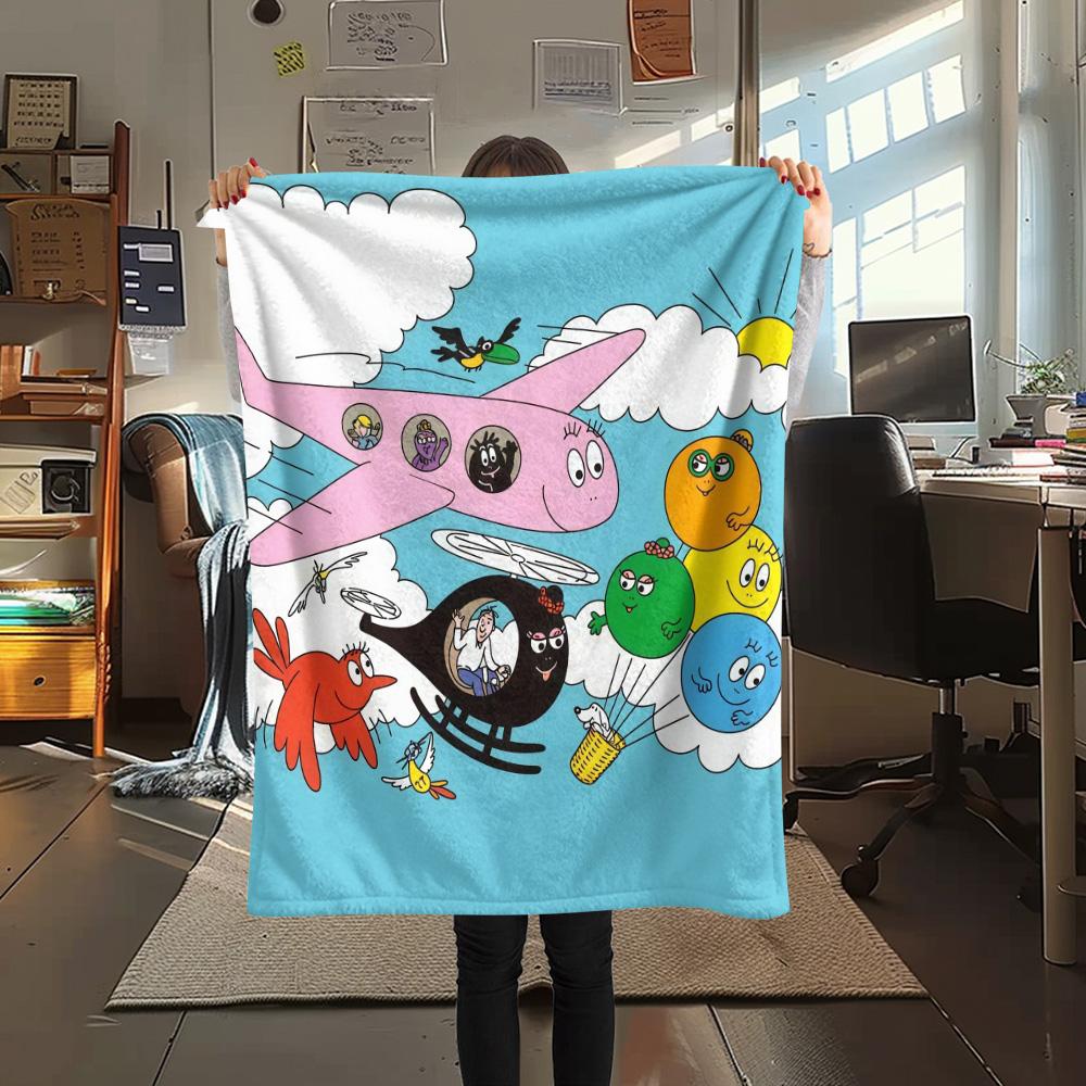 Barbapapa3 Flannel Blanket, High quality Comfortable for All Seasons, Home Decor, Warmth and Comfort