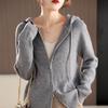 Zipper Knitted Cardigan Autumn and Winter Casual Simple and Fashionable Hooded Women's Jacket