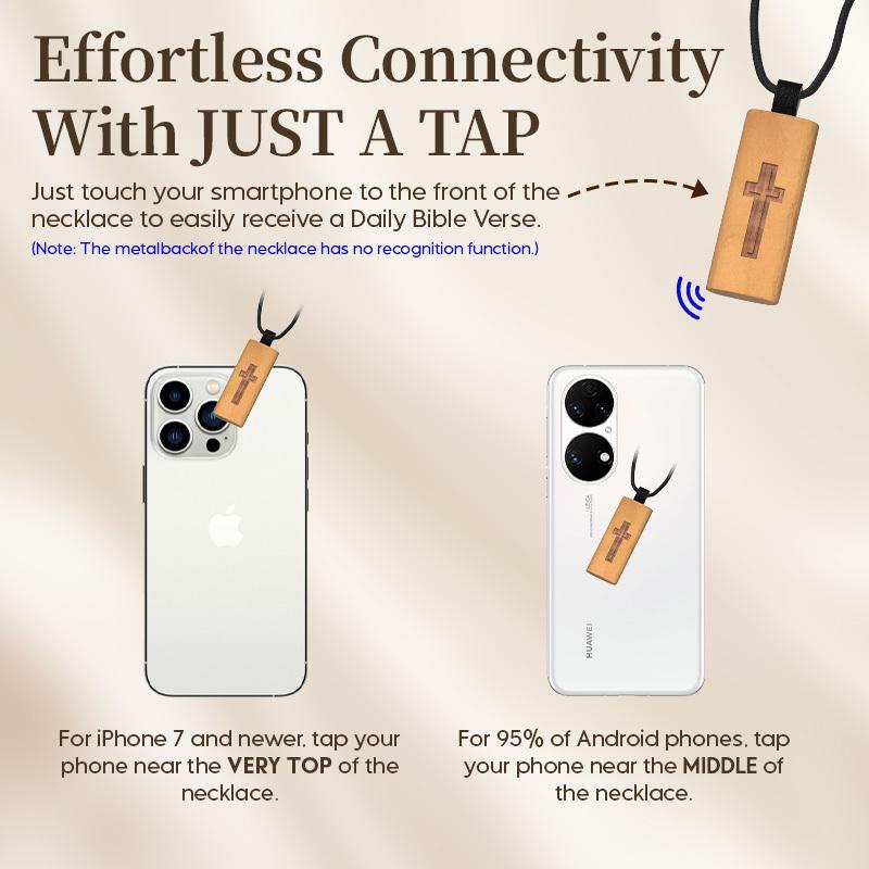 Ожерелье-крестик с Библией NFC, Ожерелье-крестик, Нажмите для отображения Ежедневного стиха из Библии, Деревянное ожерелье веры, Христианский ежедневный стих из Библии