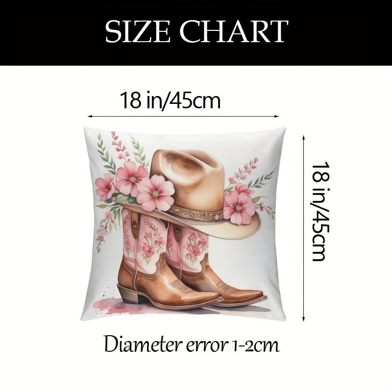 1 Piece A Pair Of Boots With Hat Theme, Square Pillowcase, Printed Material Suitable For Home Office, Sofa, Single Side Printing