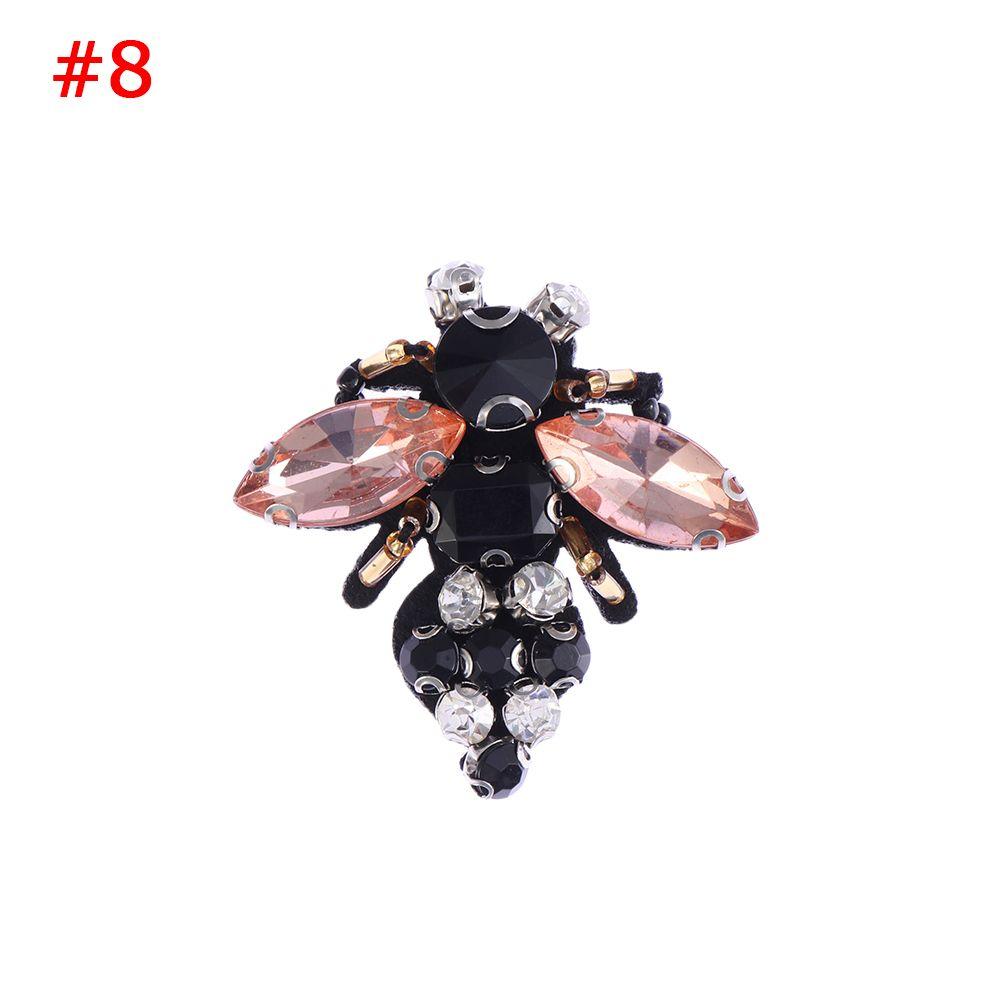 Beaded Rhinestone Apparel Sewing & Fabric Sequin Patches Bee Badge Crystal Applique Sew On Patch