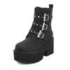 Gdgydh Сексуальные черные ботинки Demoia с заклепками, женские короткие ботинки на платформе с металлическими украшениями, готический женский короткий сапог с пряжкой в ​​виде летучей мыши и ремешком, большие размеры