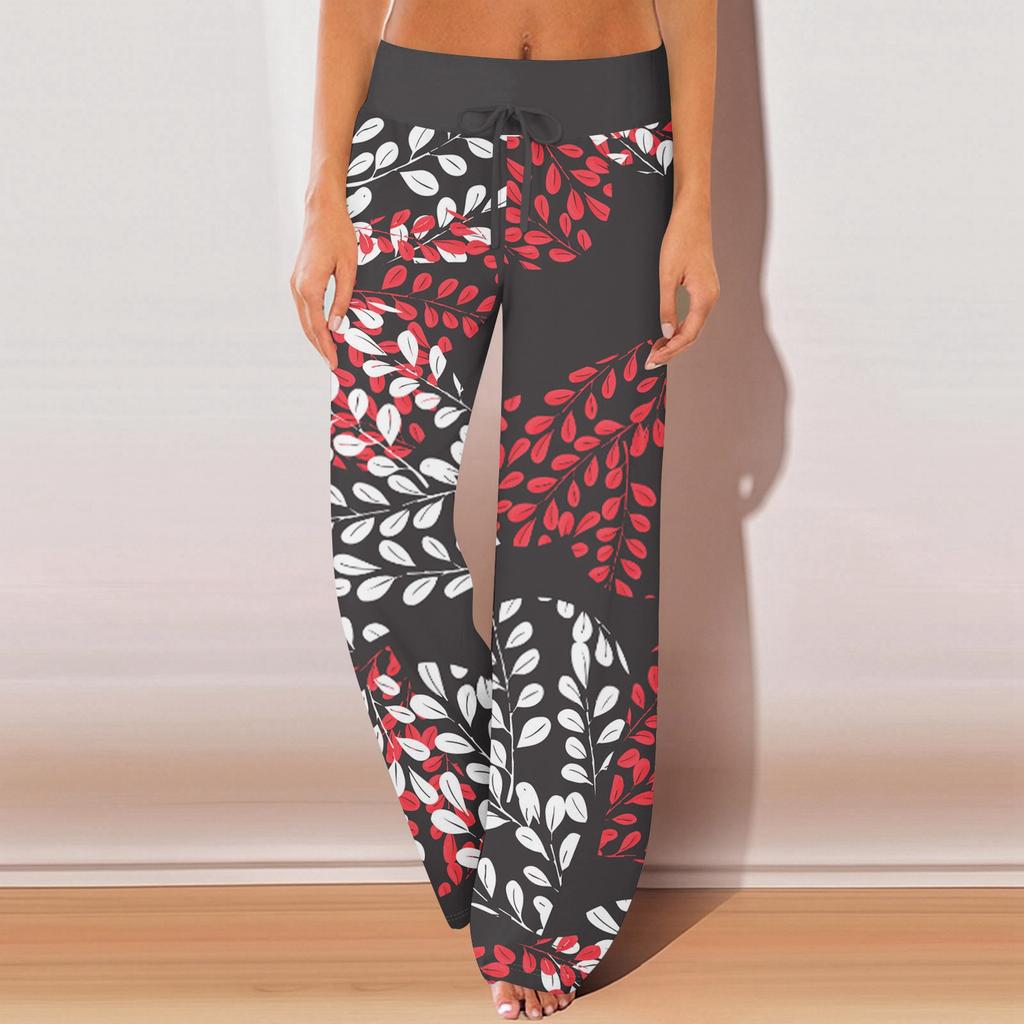 Женские пижамные штаны, одежда для сна, повседневные брюки с эластичной резинкой на талии, удобные прямые свободные брюки для йоги