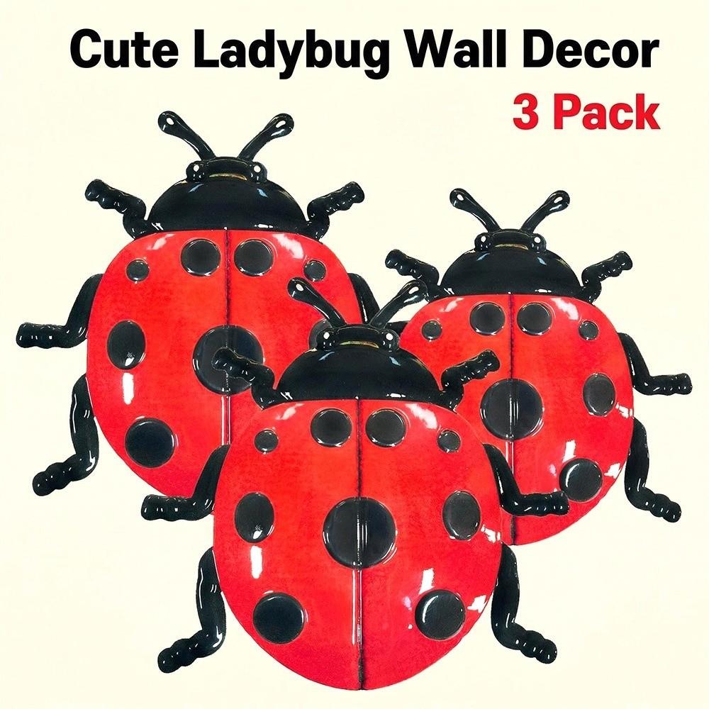 Iron Ladybug Wall Art Waterproof Insect Wall Decor for Garden Fence Patio Home Nursery Wall Decor
