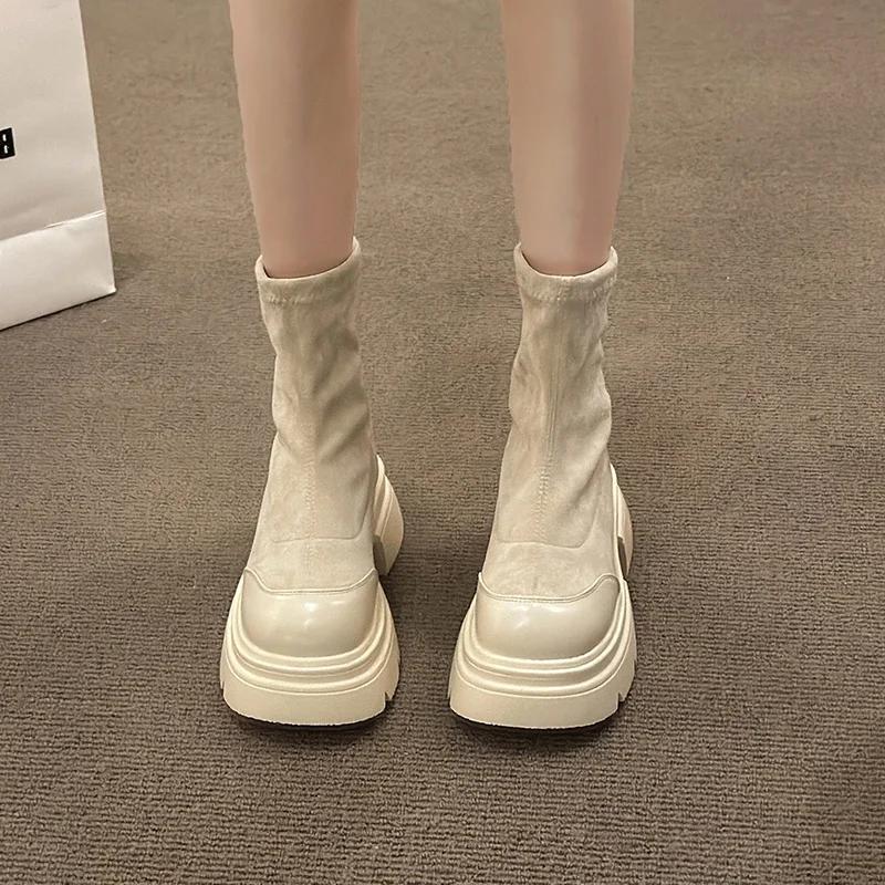 Новые толстые женские тонкие короткие ботинки, модные ботильоны с молнией сзади, толстый каблук, осенне-зимняя женская обувь в уличном стиле