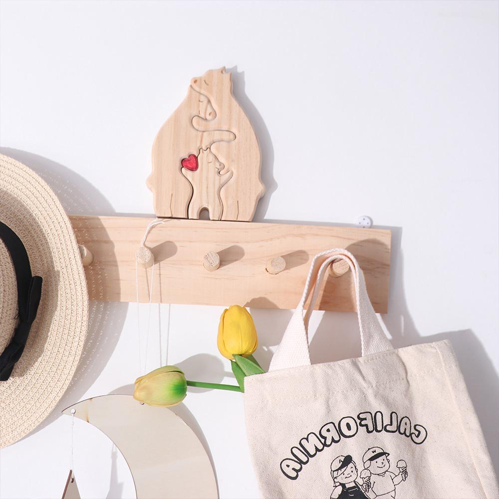 Wooden Bear Family Theme Art Puzzle Solid Color Personalised Funny Desktop Ornament Home Deco Gift Crafts Decoration