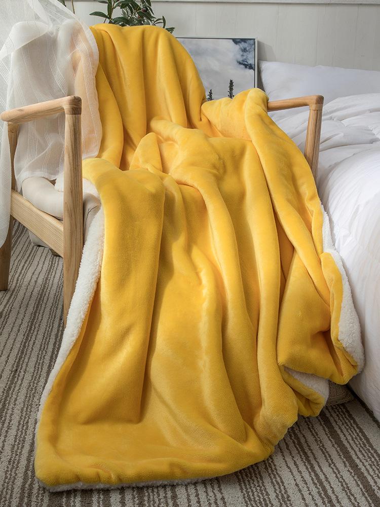 Двухслойное одеяло Xianci из натуральной шерсти ягненка и кораллового флиса для дивана и офиса