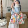3 Summer Large-capacity Shoulder Bag, Drawstring Shopping Bag, Fresh Floral Tote Bag, Underarm Bag.