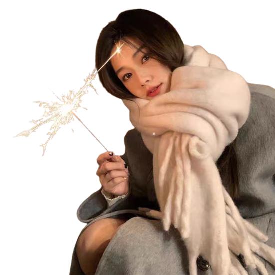 Женский зимний однотонный шарф с кисточками, имитация кашемира, толстая шаль, элегантный большой длинный теплый шарф, модные аксессуары