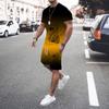 3D Men's Gradient T-shirt Shorts Sportswear Men 2 Pieces Fashion Clothing 2025 New Men's Clothing Jogging Suit