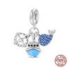 100% Стерлингового Серебра 925 Синий Океан Животное Светящиеся Бабочки Краб Шарм Бусины Подходит 925 Оригинальных Браслетов Роскошные Ювелирные Изделия DIY