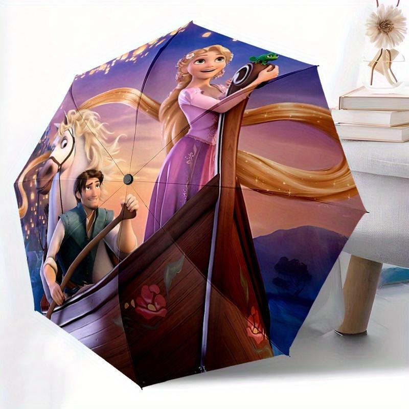 1pc Tangled Rapunzel's Long Hair Umbrella: Auto-Open Close, Portable 3-Fold Design, 8-Bone Iron Frame, Outdoor Umbrella, Festival Gift for F