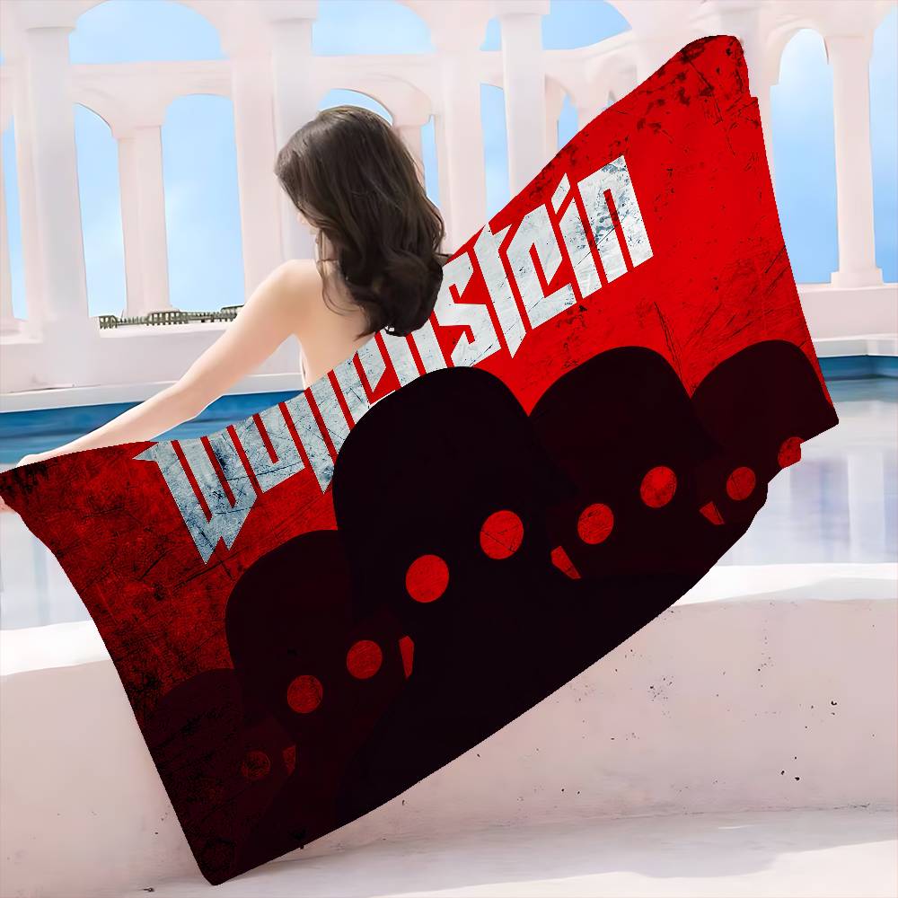 Wolfenstein Микрофибра Печатное Пляжное Полотенце Альпинизм Йога Пляж Плавание Бег Впитывающее Мягкое Полотенце