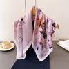 Fresh Floral Herringbone Pattern Cotton And Linen Feeling Small Square Scarf Silk Scarf Imitation Velvet Headscarf Shawl Sun Protection Scarf