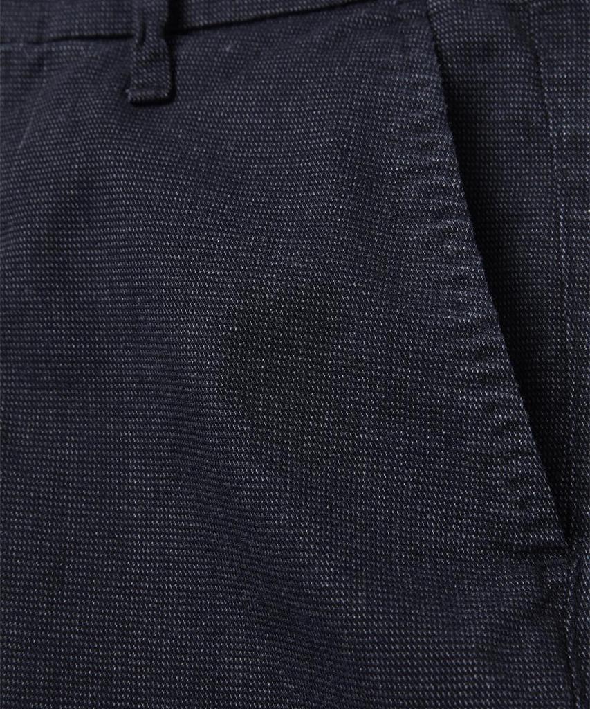 PANICALE Slim Fit Textured Cotton Pants [Navy]