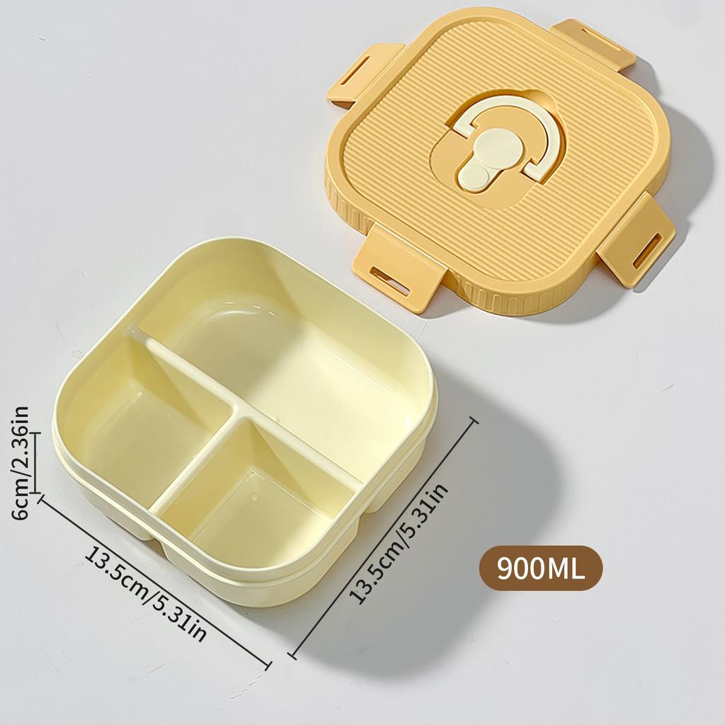 2/3 Grids Reusable Square Plastic Bento Lunch Box Portable Divided Fruit Salad Food Container Kids Students Microwave Heatable