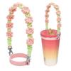 Держатель для стакана для напитков Хлопковая веревка с силиконовым держателем для соломинки Портативный тамблер Милый дизайн с цветами