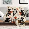 Милые черные коты-музыканты Фланелевое флисовое одеяло Мягкое, можно стирать в машине, для дивана, кровати, путешествий, кемпинга, домашнего декора, подарок