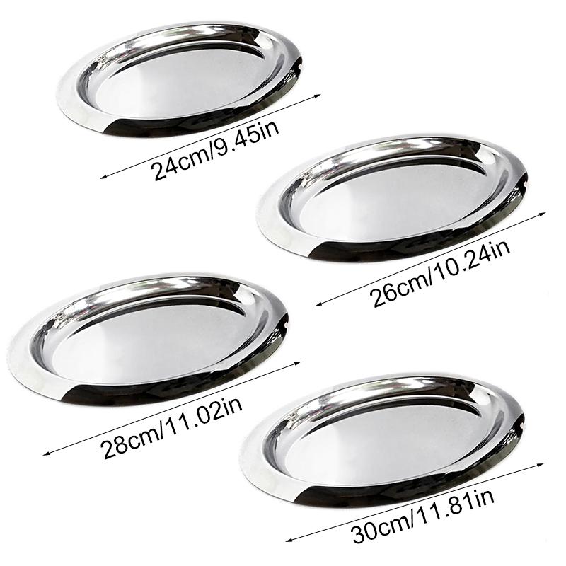 1 шт. Эллиптический диск практичная тарелка десерт креативная обеденная тарелка простота глянцевый металлический поддон нержавеющая сталь