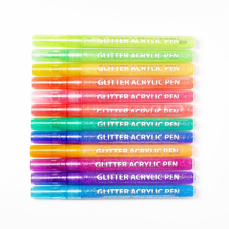 Быстросохнущая краска-ручка для маникюра на водной основе, блестящая краска Flower акриловый маркер 12 цветов набор