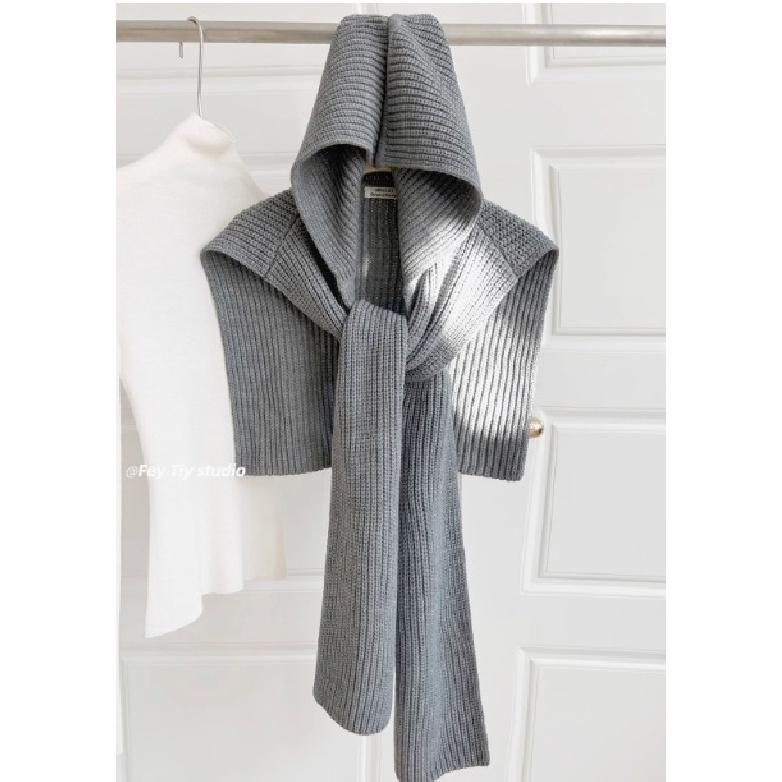 Heavy Woolen Yarn Design Fashionable Knitted Hooded Shawl Women'S Autumn And Winter Warmth Versatile Outer Outfit