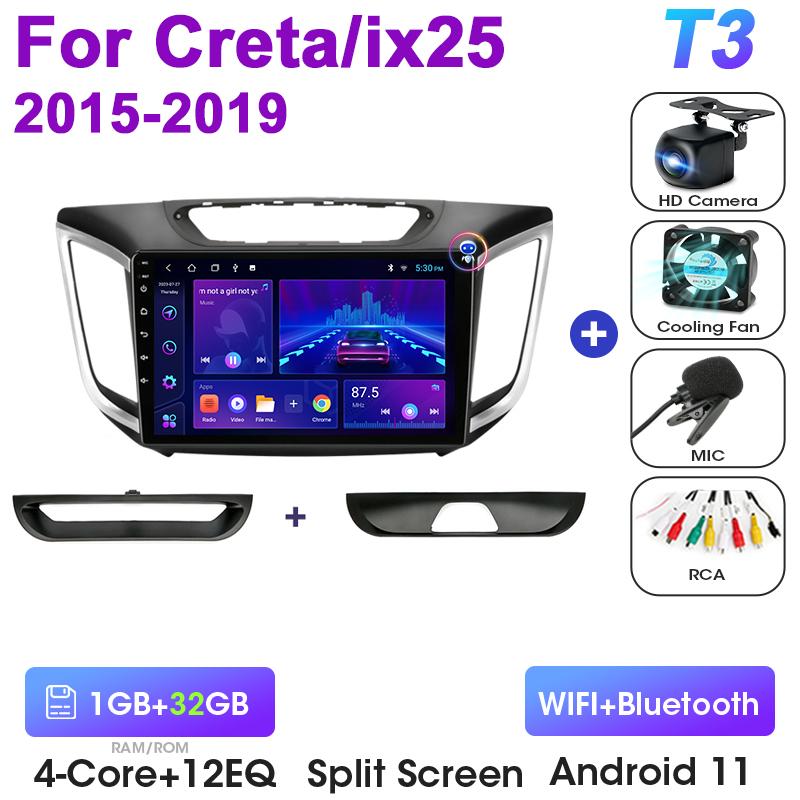 2 Din Android 12 автомобильное радио для Hyundai Creta ix25 2015-2019 мультимедийный видеоплеер GPS 4G Carplay Авто Стерео RDS DVD головное устройство