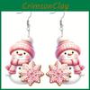 Милая Тематика Рождество Мультяшный Розовый Шапка Шарф Снеговик Узор Серьги Женские