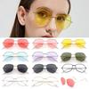 Oversized Sunglasses For Women Men 80S Vintage Eyewear Metal Frame Red Pink Yellow Green Lens Uv400 Sun Glasses